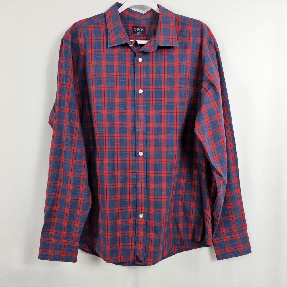 UNTUCKit Carmenet Button Down In Red And Blue - Size XL